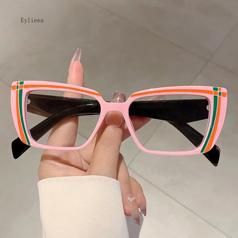 Vintage Anti Blue Light Optical Square Glasses Frame Women For Men Luxury Brand Designer Trend Myopia Eyeglasses Cartoon