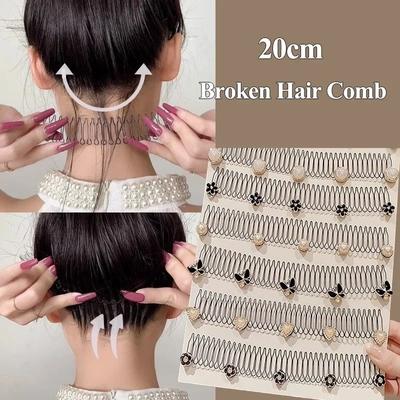 Linda flor pérola quebrado organizador de cabelo meninas mulheres grampo de cabelo invisível franja inserção fixa pente tiara bandana acessórios