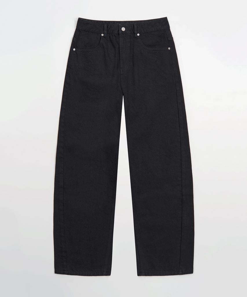 TOFFEE Deep Curved Denim Pants (Black)