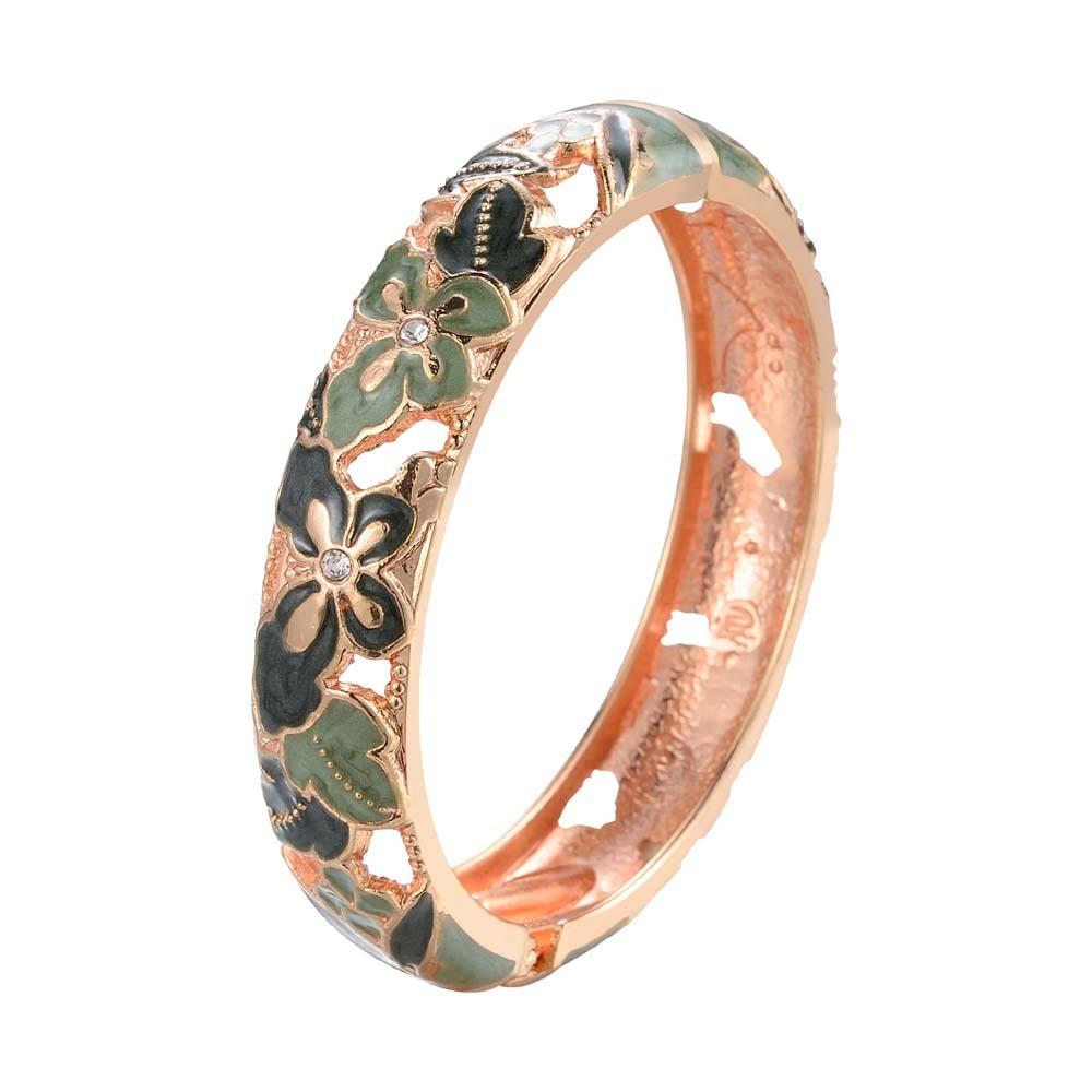 Cheongsam accessories Filigree Enamel Bangle Hanfu Accessories Hollow Out Flower Bracelet Girls