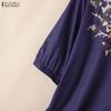 ZANZEA Ethnic Print Casual V-Neck Women 3/4 Sleeve Loose Blouse