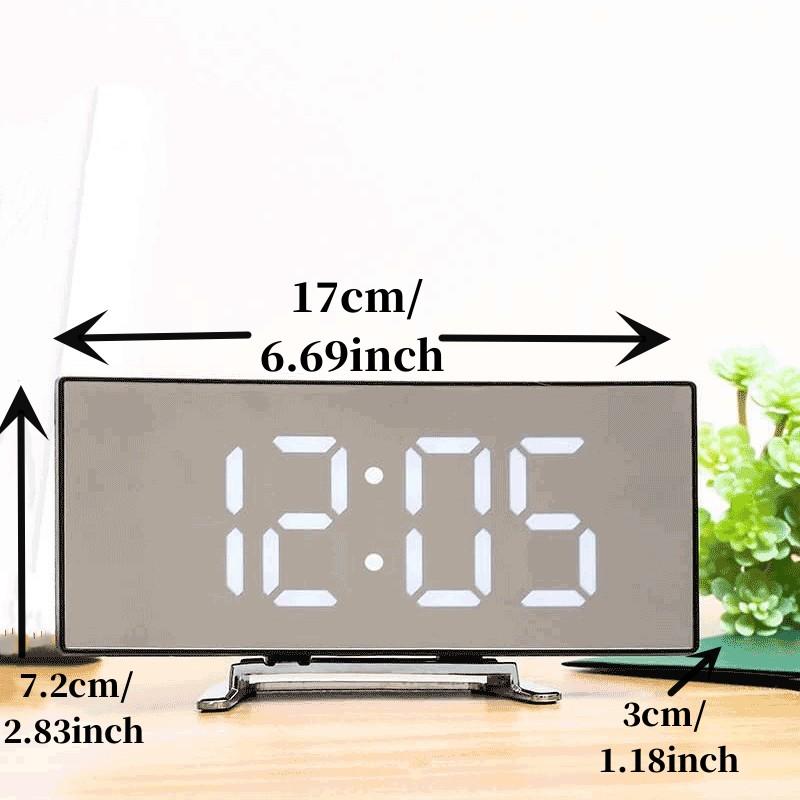 Mirror Digital Alarm Clock Temperature Date Night Mode Snooze USB Powered Always On Table Clock 12/24H Anti-disturb LED Clock