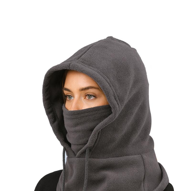 Winter Warm Hat Face Shield Neck Scarf Windproof and Cold-proof All-in-one Fleece Head Cover Cycling and Skiing Head Cover серый