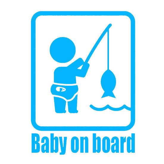 Funny Fishing Baby On Board Car Vehicle Reflective Decals Sticker Decoration