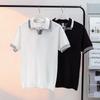 Camisa Polo de Punto para Hombre de Manga Corta Casual con Ribete a Rayas Corte Holgado Top de Verano