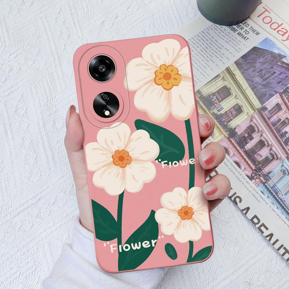 Modische Anmutige Blumen Handyhüllen Für Oppo A7 A35 A11 A1K A15 A55 A1 A52 Quadratisch Weich Flüssigsilikon Vollständige Abdeckung Stoßfestes Gehäuse Für Oppo Capa