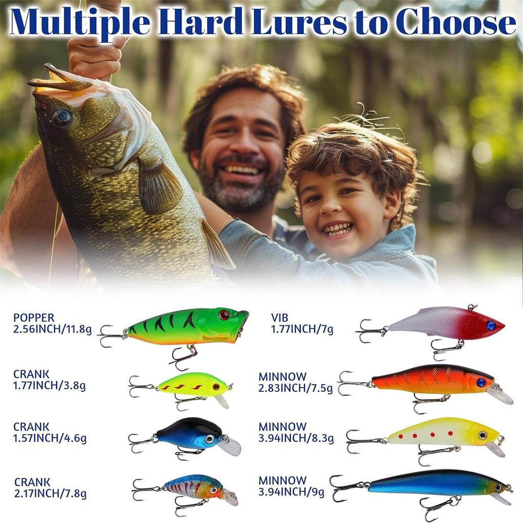 Fishing Tackle Advent Calendar Fishing Lures Set Fishing Gear Countdown Calendar Adults Kids Men Women Christmas Fish Bait Gifts