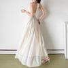 2026 European and American summer new elegant temperament splicing lace neck backless gauze slim dress women