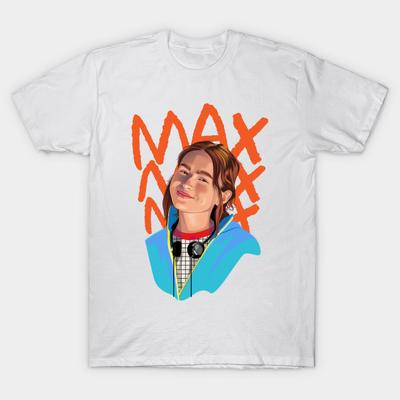 Herren Schwarzes Print-T-Shirt Max Mayfield Stranger Things No-Cut Transferpapier Print Baumwoll-T-Shirt