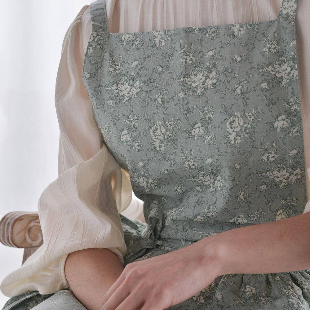 Elegant Kitchen Cooking Apron Floral Printed Cleaning Apron Fashion Household Work Apron  Kitchen