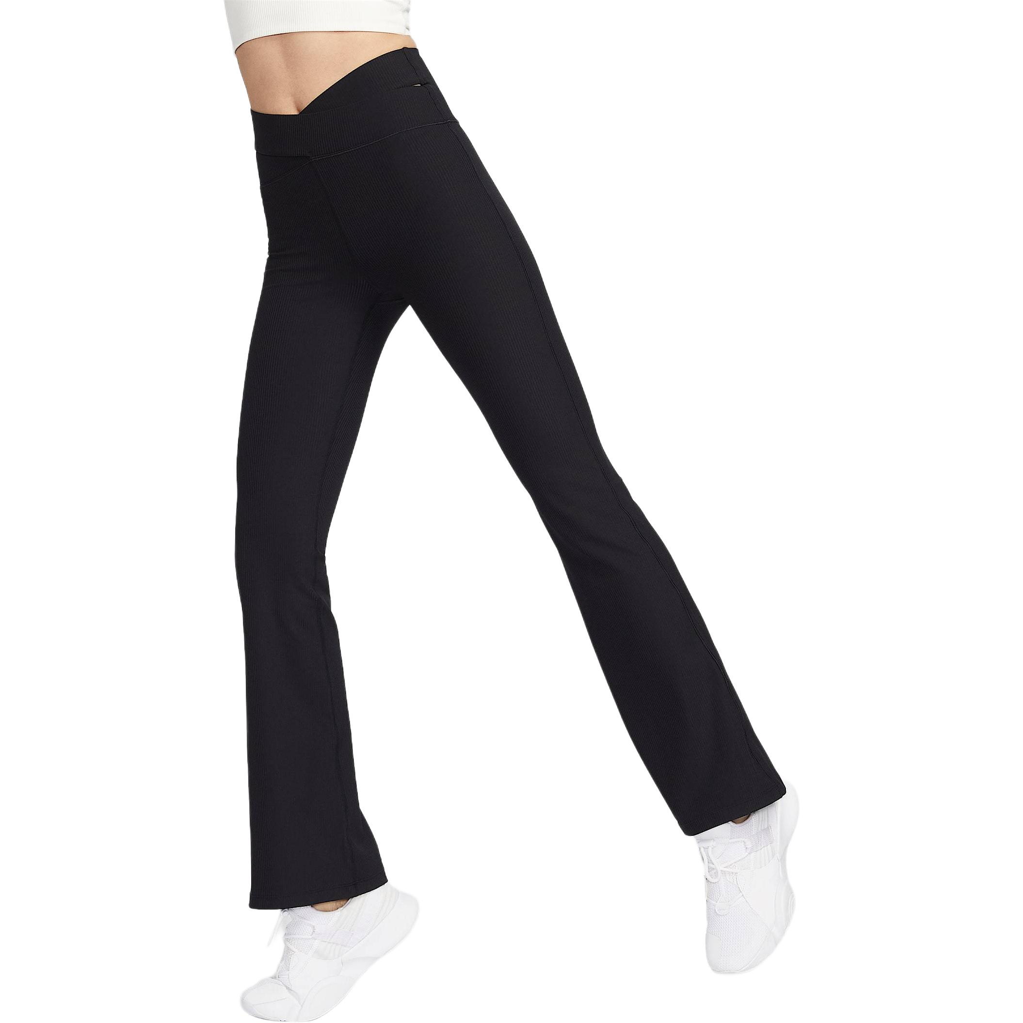 

Nike Solid Ribbed High-Waisted Slim Fit Flared Sports Trousers Women bottoms Black HJ1847010 XL