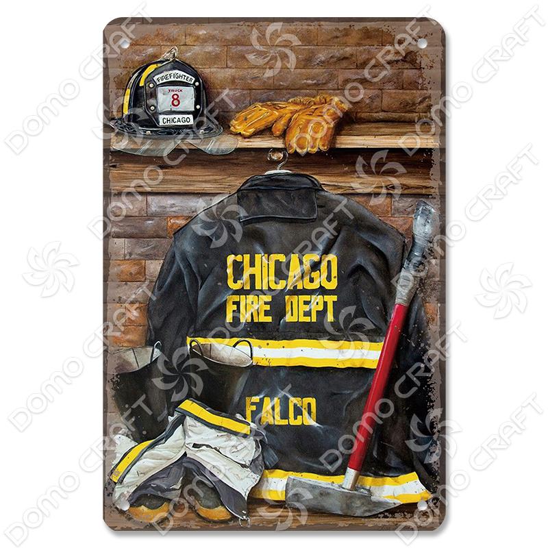 Vintage Fireman Tin Sign Metal Plate Classic Firefighter Movie Metal Poster Wall Decor for Garage Club Hotel Home