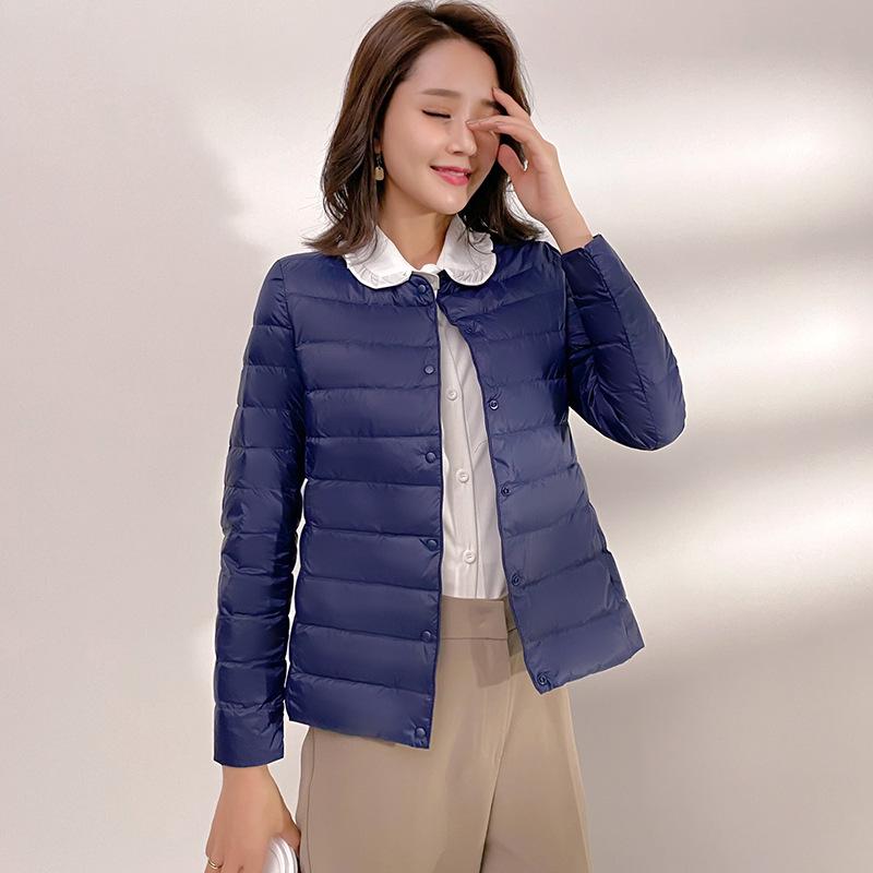 Women's Winter 2026 Down Jacket: 90% Down, Solid Color, Round/V-Neck, Long Sleeve, Plus Size Outerwear