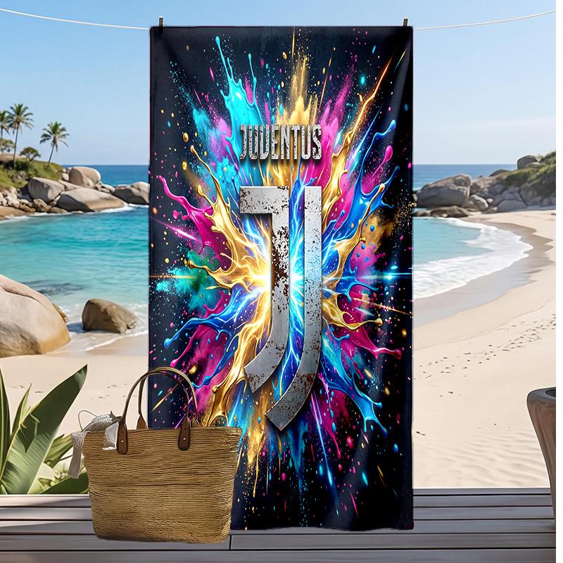 Juventus FC Printed Beach Towel Quick Dry Soft TowelPortable Large Rectangular Beach Blanket for Travel Swimming Pool
