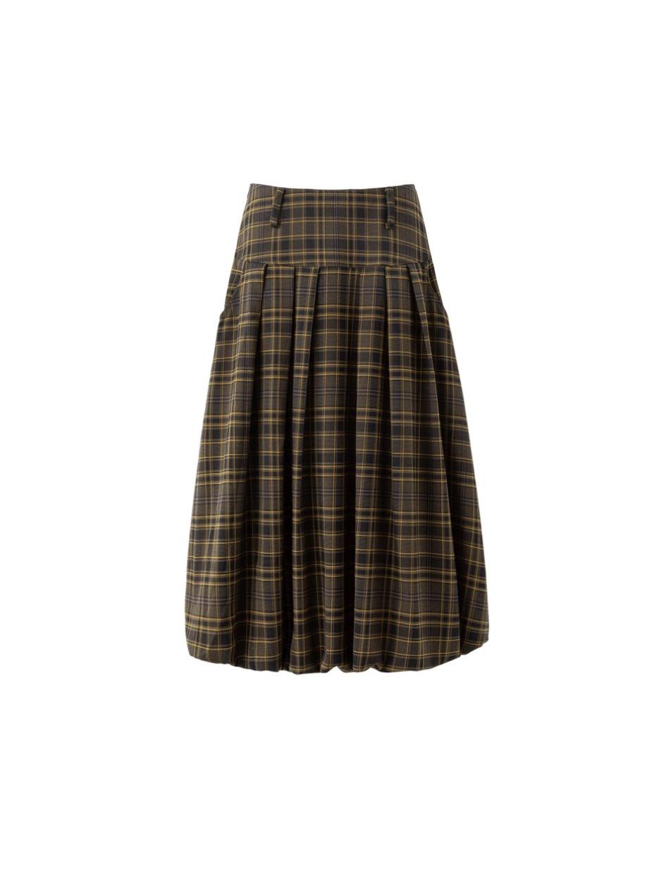 Women s High-Waist Brown Plaid A-Line Skirt for Autumn/Winter Large коричневый