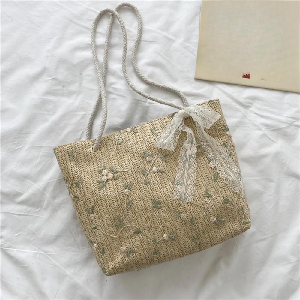 Women Summer Luxury Handbag Picnic Bags Fashion Woven Bag Handbags for Female Portable Bucket Bag