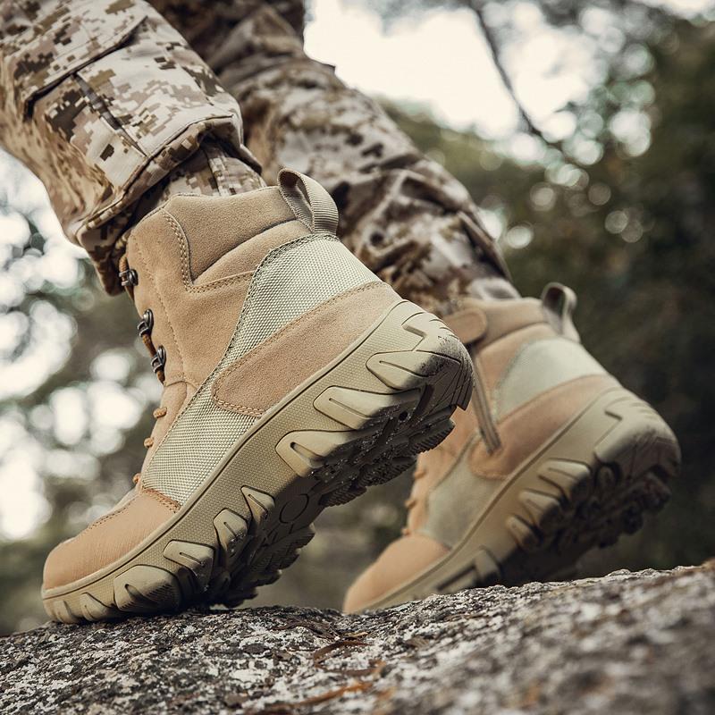 39-47 Men's Plus Size Anti Slip and Wear-resistant Trendy Outdoor Combat Boots Outdoor High Top Workwear Boots Casual Military Boots