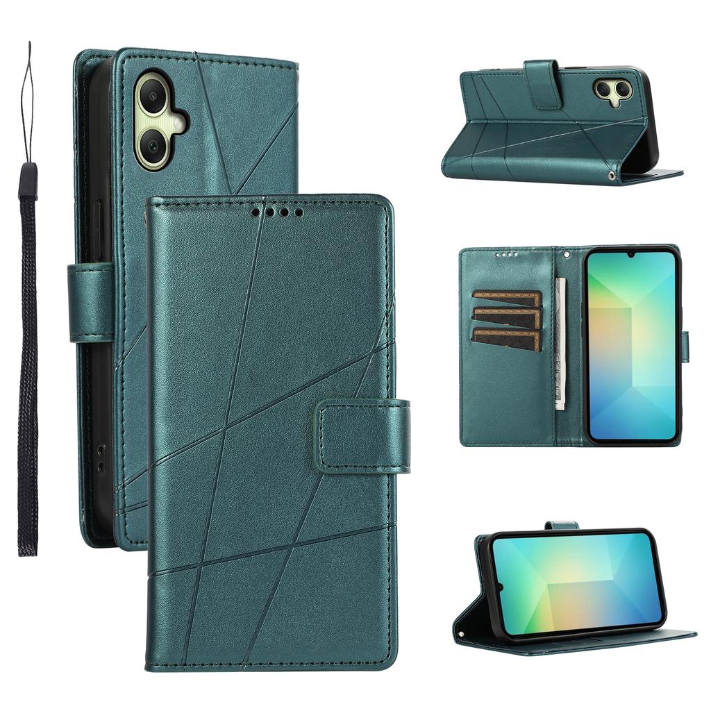 For Samsung Galaxy A07 5G/A07 4G Phone Case Line Imprint Leather Wallet Cover with Wrist Strap