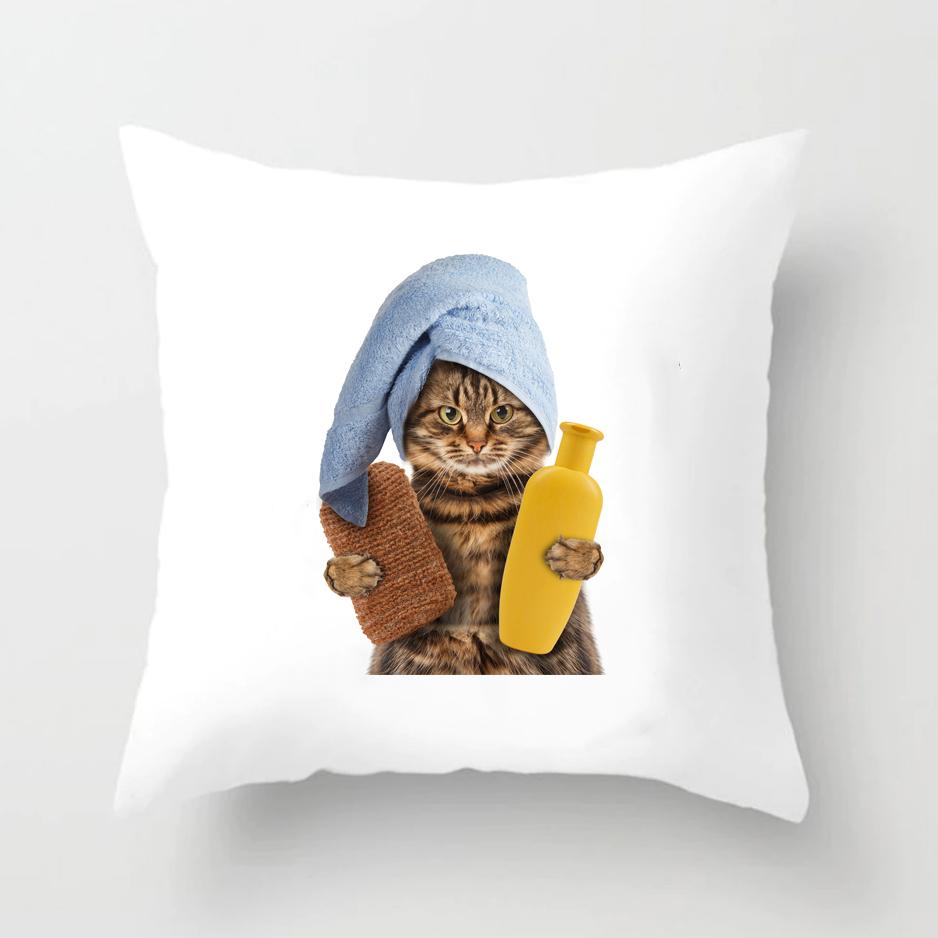 

Чехлы для подушек с изображением собак и кошек, декоративные чехлы для подушек, украшения для гостиной, полиэстеровая подушка для дивана, теплая семейная наволочка 45x45 см 450mm*450mm