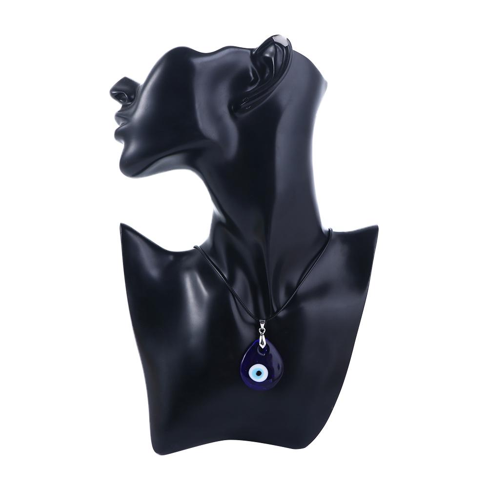 Glass Pu Leather Chains Drop Shaped Demon Eye Fashion Jewelry Blue Eyes Necklace Clavicle Chains