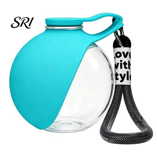 Ergonomic Pet Water Bottle Leak-Proof Portable Dog Ball with Foldable Silicone Bowl Leak-free Container 10oz Lightweight Dispenser for Travel