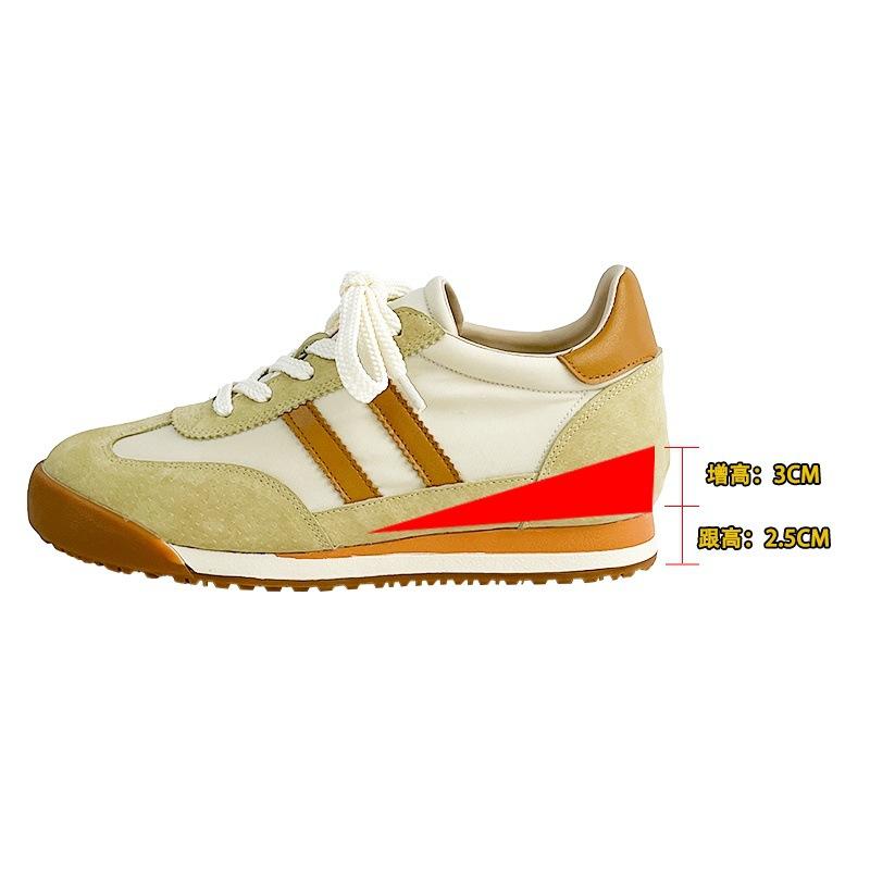 Leather Retro German Training Shoes Women's New Versatile Inner Height Increase Single Shoes Color Matching Soft Sole Breathable Casual Forrest Gump