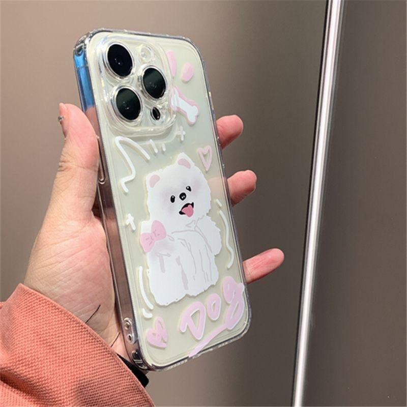 Cartoon Pomeranian puppy Apple 16promax mobile phone case all-inclusive iPhone15 anti-drop 14 cute 13 female 17p