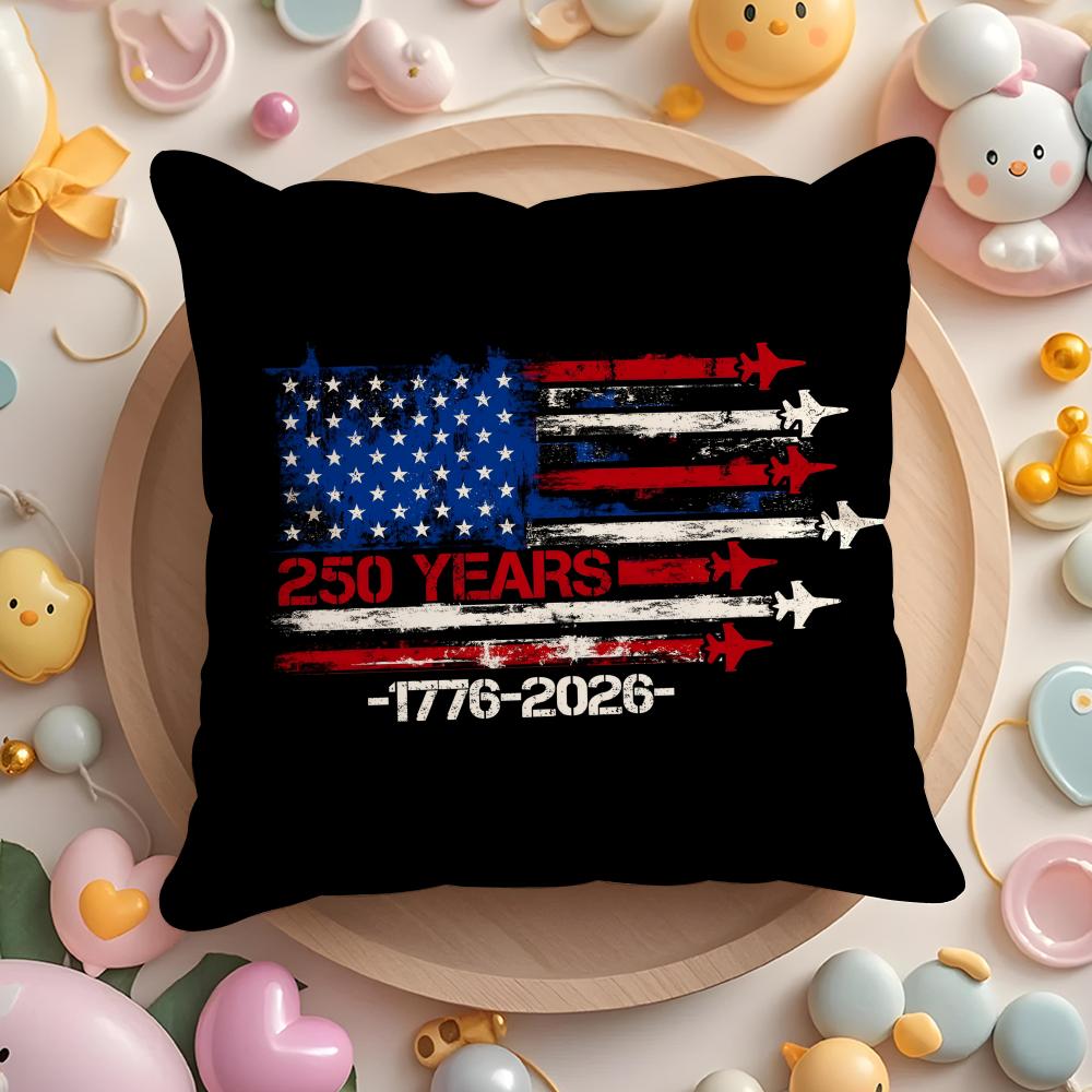 Anniversary Of The Usa 250Th Cushion Cover Plush Fabric Soft Double-Sided Printed Sofa Warm Winter Home Gift Pillow Case
