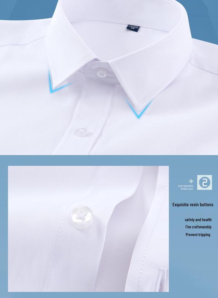 Men's Summer Striped Slim Fit Short-Sleeve Shirt - Professional & Casual Korean Style, White