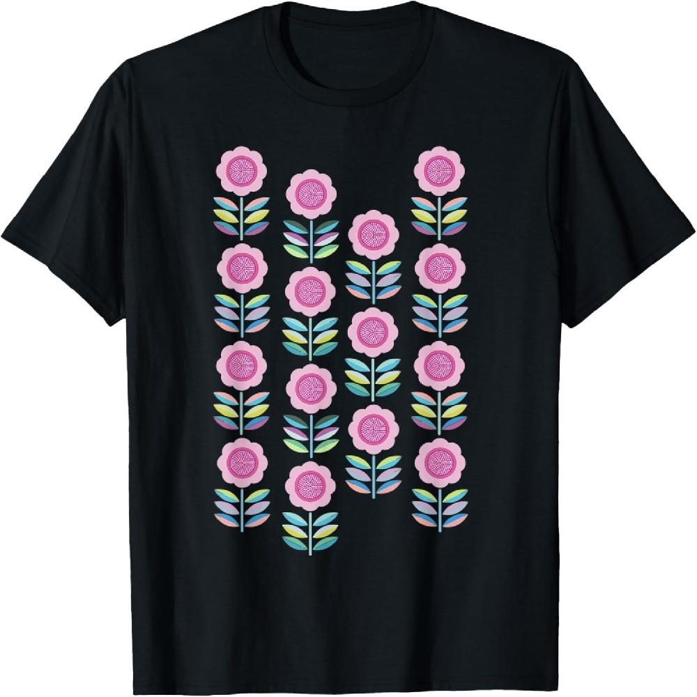 

Folk Art Flowers Pattern Scandinavian Folk Art T-Shirt XXXXXL чёрный
