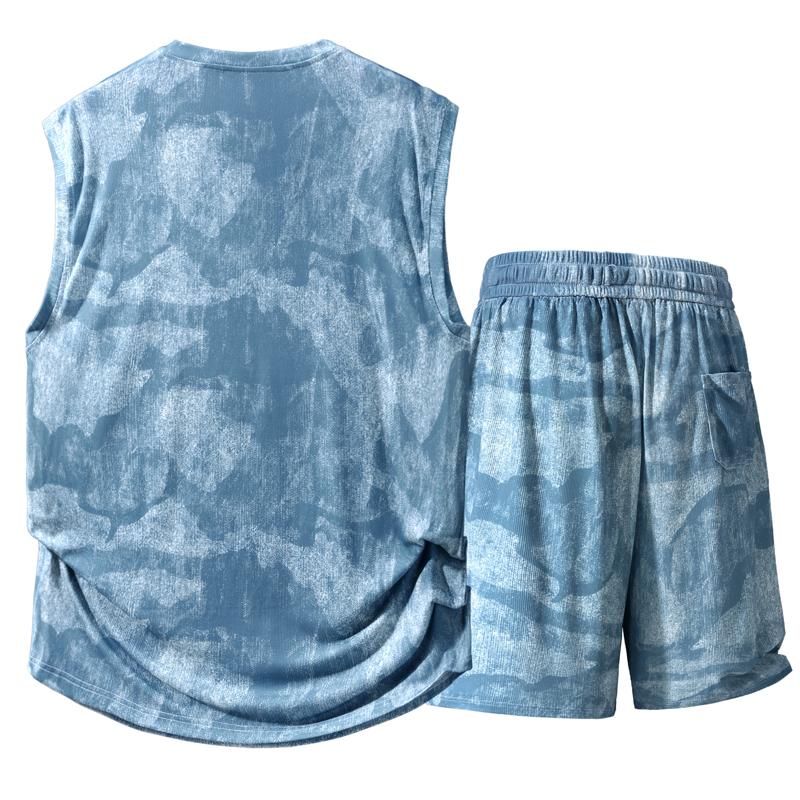 Grote Maten 4XL-10XL Mode Zomer Set 2 Delen Man Mouwloze T-shirts Casual Oversized Vest Zomer Short Sets