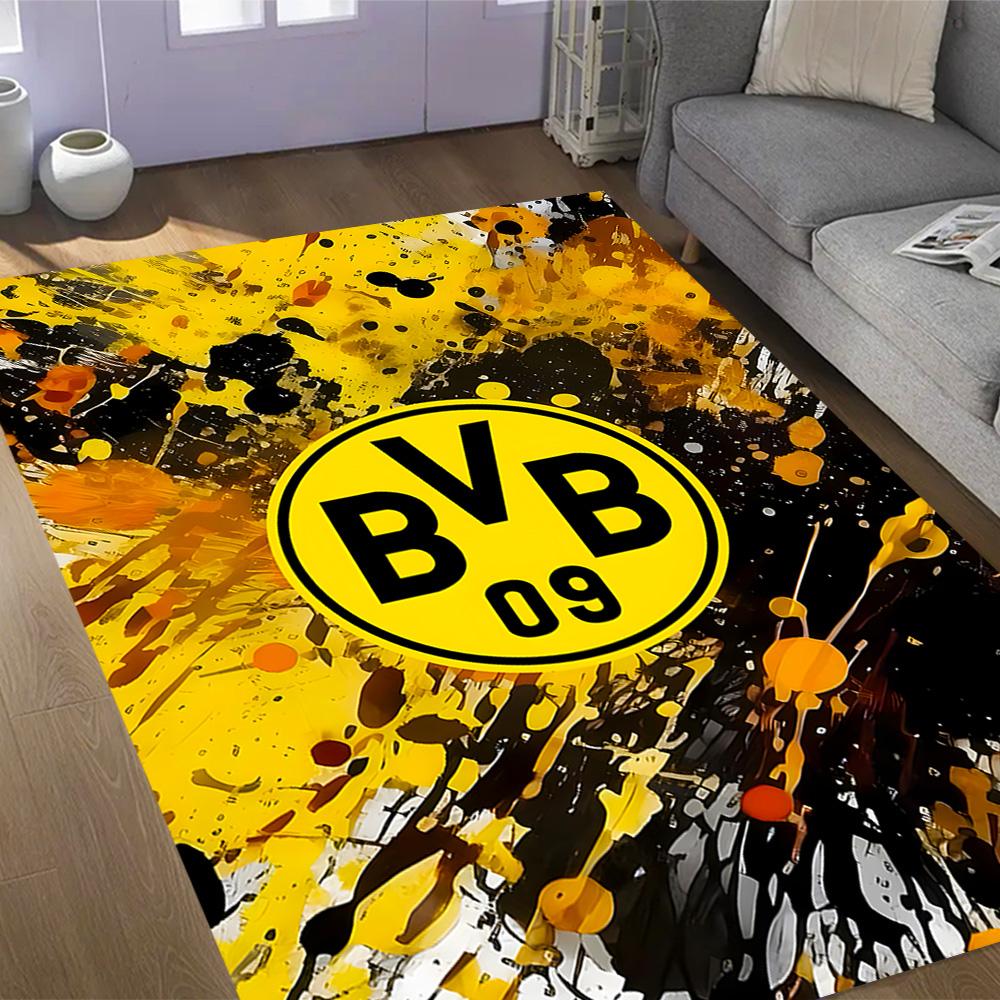 Χαλάκια Αντιολισθητικά με Θέμα Splatter Art - Λογότυπο Bvb 09 - Διακόσμηση Σπιτιού από Πολυεστέρα, Κατάλληλα για Υπνοδωμάτια, Σαλόνια, Εισόδους, Στούντιο και Διακοσμήσεις