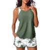 Women's Sports Swimsuit Two-piece Set, Vest , Shorts, Printed