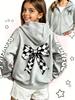 Kids Boys Girls Red Checkered Bow Zip Up Hoodie Sweatshirt Teen Graphic Plaid Bowknot Jacket Spring Autumn Winter Coat