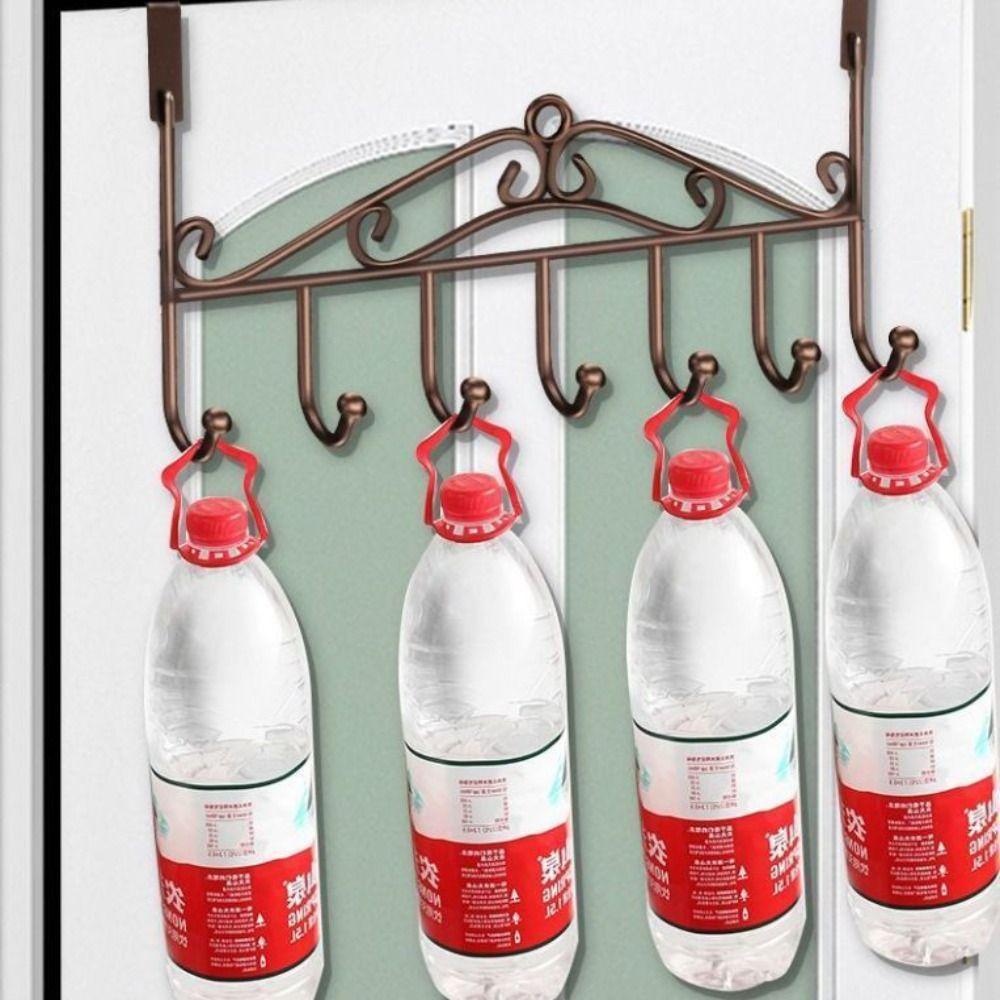 7 Hooks Over the Door Hanger Anti-Rust Key Holder Bathroom Organizer Towel Hook Clothes Hat Bag