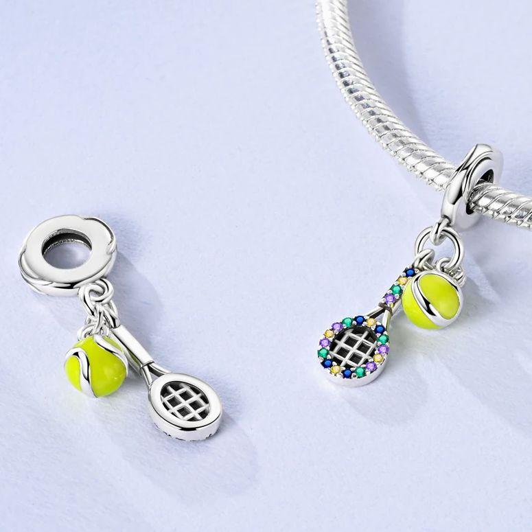 925 Silver Charms Beads Sport Basketball Football Tennis Volleyball Golden Pendant Fit Women Girl Fine Jewelry