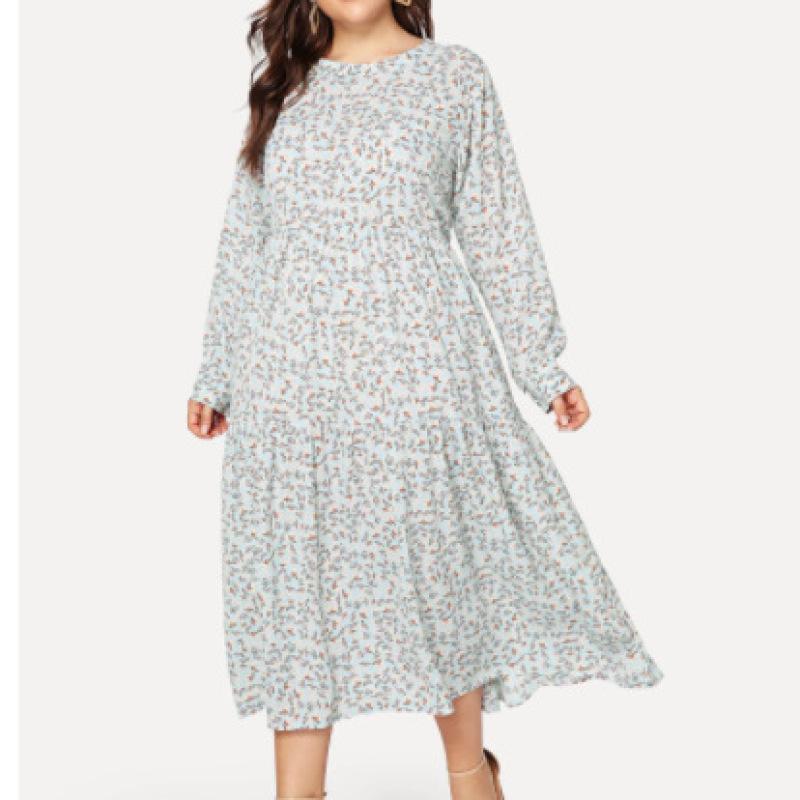 Tooxika Autumn New Women's Clothing Large Size Floral Dress Women's Long Sleeve Loose Bottoming Skirt