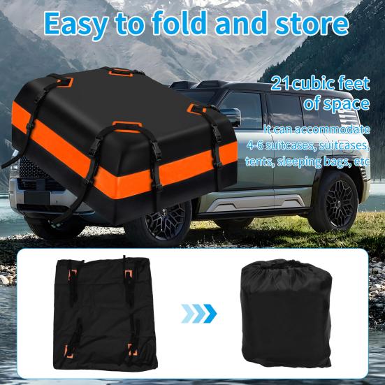21 Cubic Feet Car Rooftop Cargo Bag with Anti-Slip Mat Waterproof Auto Roof Top Luggage Storage Bag Traveling Car Roof Top Carrier Bag