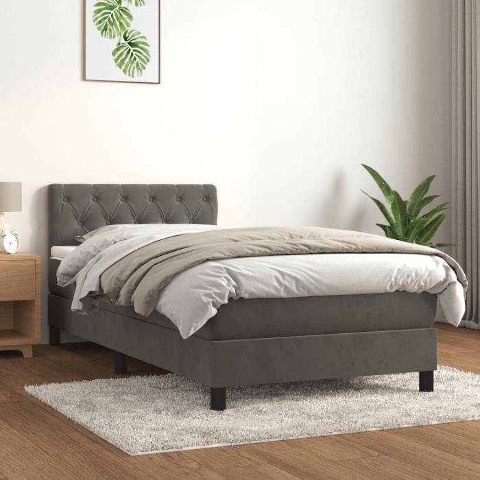 3141450 vidaXL Divan-lit Et Matelas Gris Foncé 80x200 Cm Velours