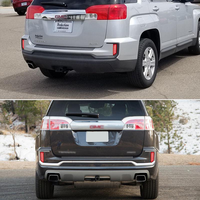 Smoked / Red Lens Red LED Rear Bumper Reflector Lights For 2016 2017 GMC Terrain Tail Brake Lights Rear Fog Lights