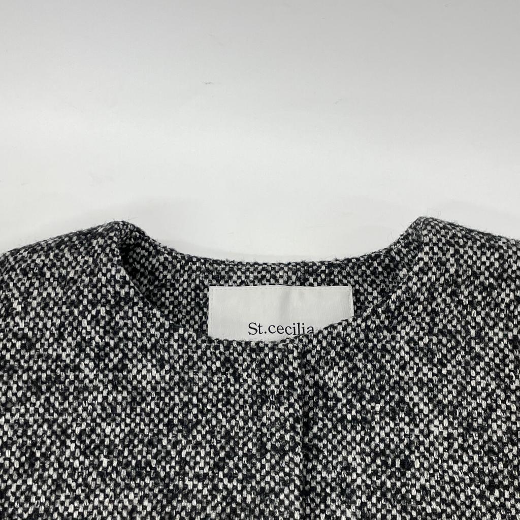 St.cecilia 232E3122 Grey Wool Silk Puff Sleeve Coat Jacket Jacket F grayUsed