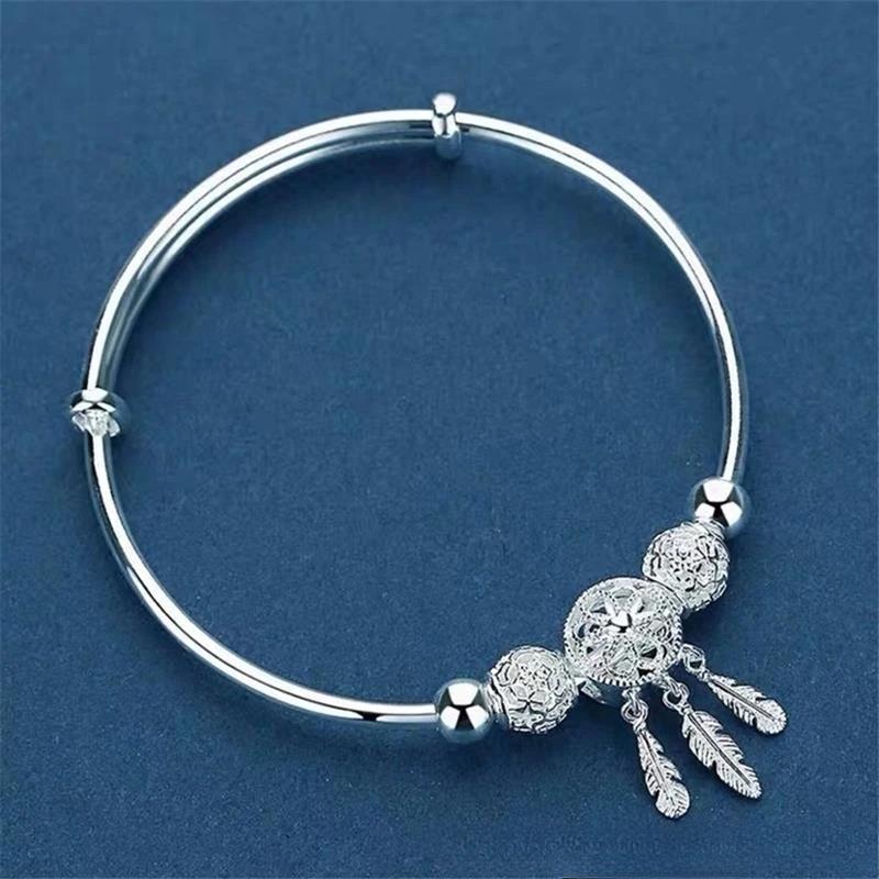 925 Silver Original Bracelets For Women Luxury Designer Peacock Opening Screen Bangle Party Wedding Accessories Jewelry