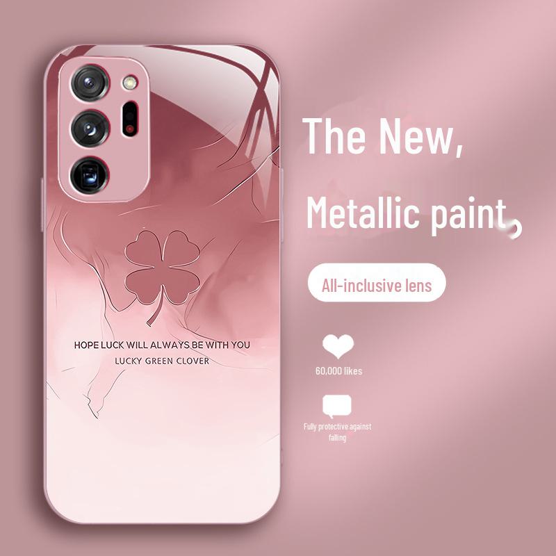 Pouzdro z tekutého skla pro Samsung Galaxy Note 20 a Note 9 Lucky Clover, prémiový kreativní design A01