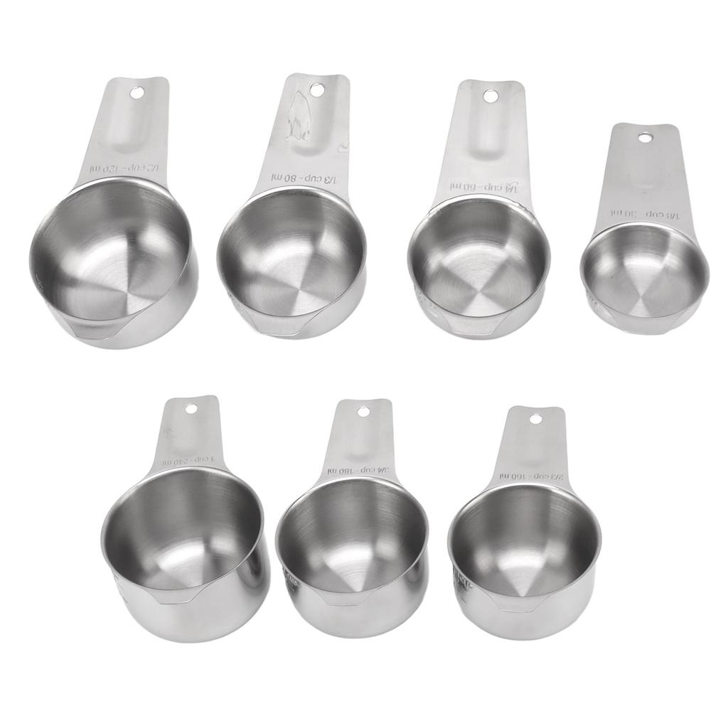 7Pcs Measuring Cups Set Stainless Steel Stackable Multifunctional Metal Nesting Measuring Cups Set for Kitchen Tools