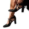 Summer Fashionable Coarse Heel One Button Strap Open Toe Sandals for Casual and Comfortable Women's High Heels Designer