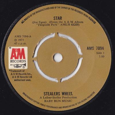 7inch Record STEALERS WHEEL - Star AMS7094 A&M Records 1973 UK Rock Used