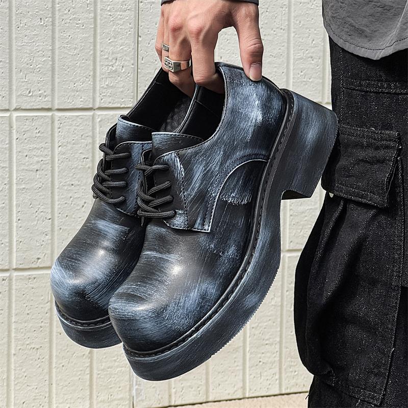 New Thick soled Men's Leather Shoes Trendy casual style design Party Nightclub Young and shoes Hot 38-46 Designer