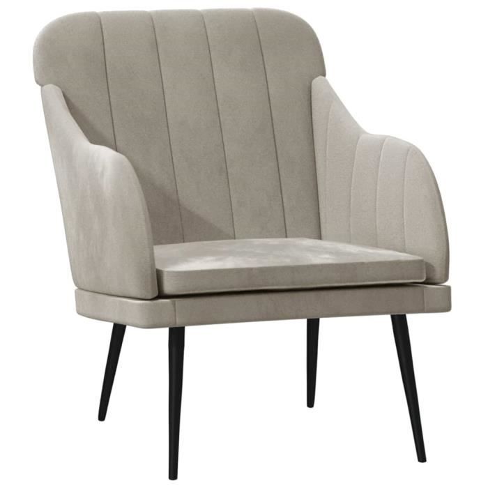 351454 vidaXL Fauteuil Gris clair 63x76x80 cm Velours