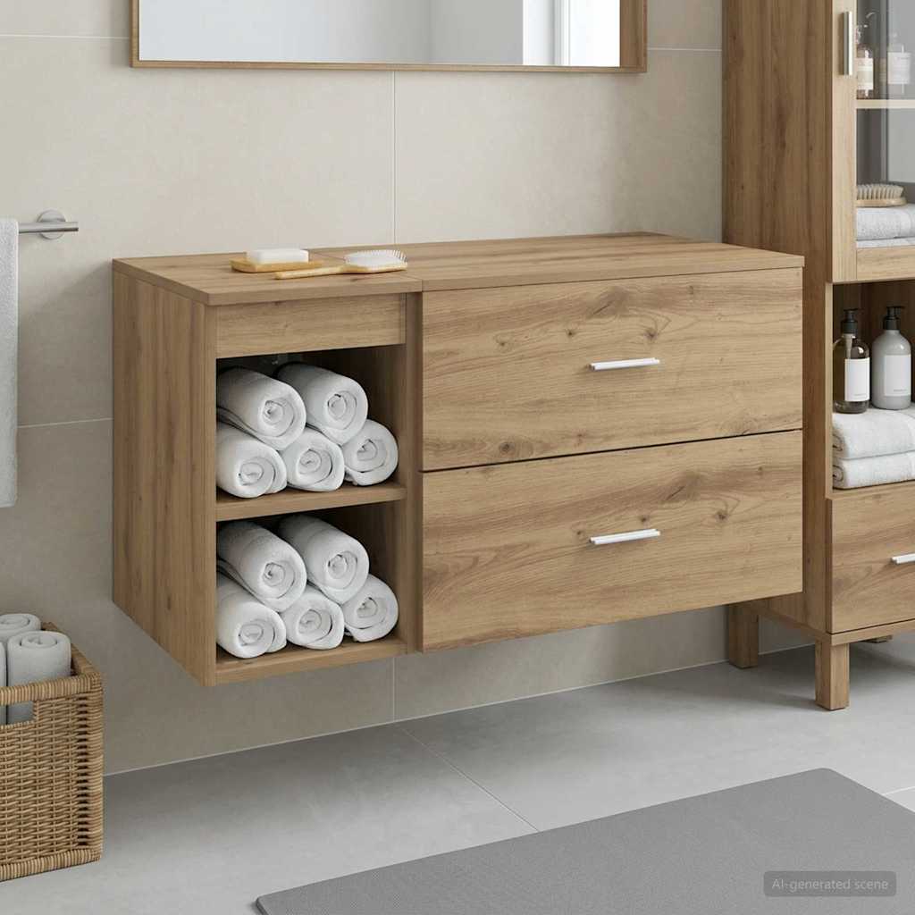 Bathroom Furniture Set 2 Pcs Artisan Oak Wood Based Material