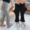 Spring Autumn Ribbed Retro Baby Girls Leggings for Wide-leg Kids Pants Children's Flared Pants